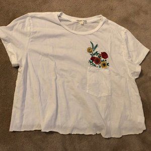 Future State White Cropped Top Embroidered Flower